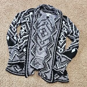 Say What? Black and White Geometric Cardigan